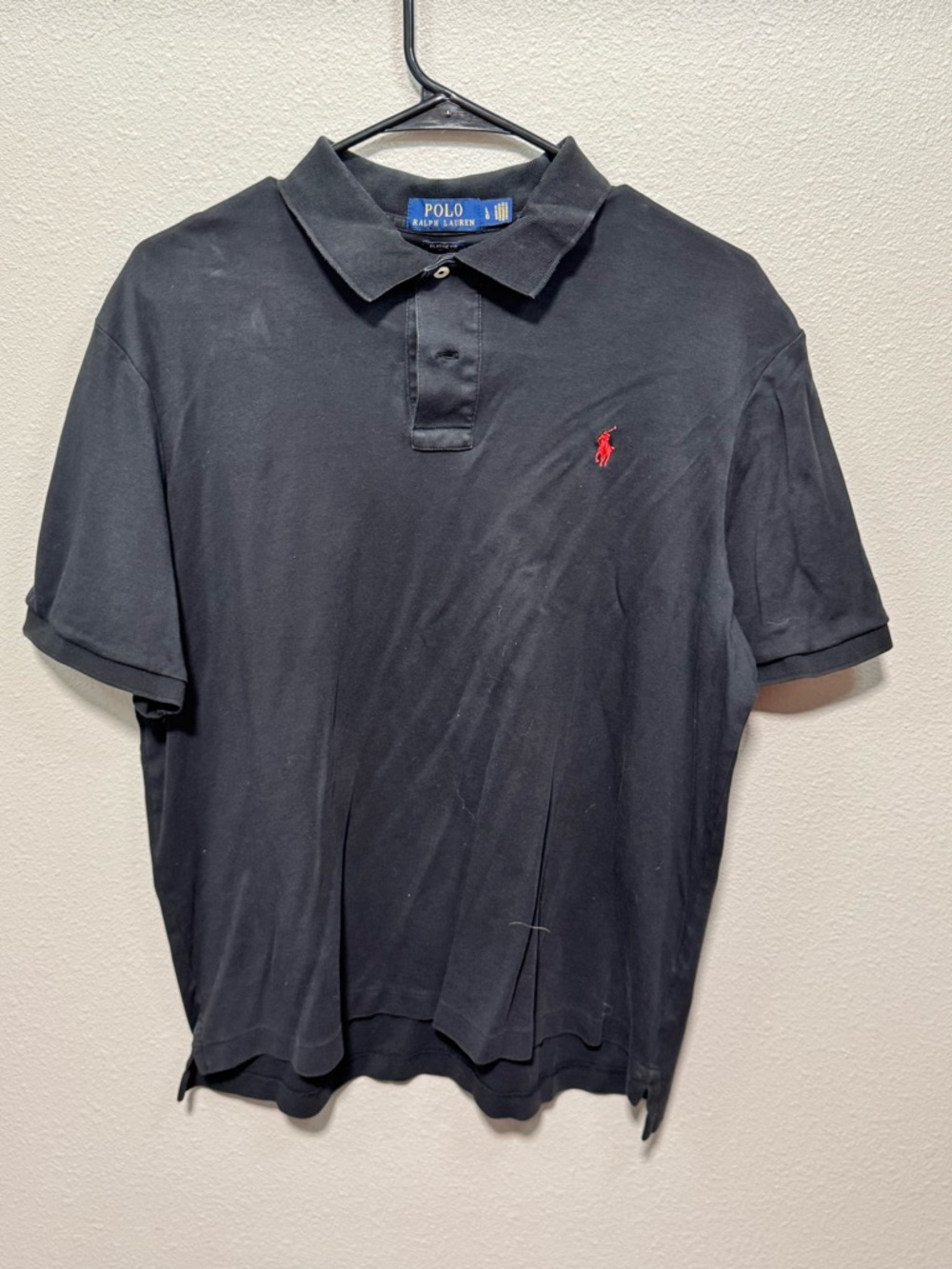 Ralph Lauren Black Polo Shirt with Red Pony Embroidery